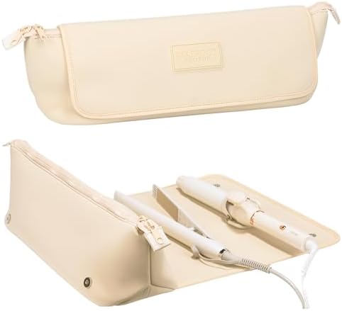 Hair Tools Travel Bag and Heat Resistant Mat for Flat Irons, Straighteners, Curling Iron, and Haircare Accessories, 2-in-1 design, with Interior Pockets, Portable Organizer