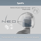 SpinFit NEO for IEM - S - Silicone Patented Eartips for Replacement, Secure Fit and Supreme Comfort, Reduce Allergic Reaction, One Set Fits Normal and Thin Nozzles (1 Pair)(with Inserts)
