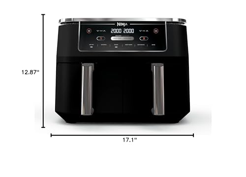 Ninja Air Fryer, Roast, Bake, Air Fry, Crisps, Broil, Reheats, Keep Warm, 10-in-1, Fries, Frozen Food, Veggies, and Meat, Quick Meals, Healthy Meals, Less Oil, 10 QT, Black, DZ302