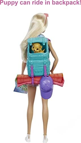 Barbie Doll & Accessories, It Takes Two Malibu Camping Playset with Doll, Pet Puppy & 10+ Accessories Including Sleeping Bag