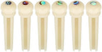 Blisstime 6pcs Unbleached Guitar Bone Bridge Pins Natural Bone Color Replacement Parts with Abalone Dot