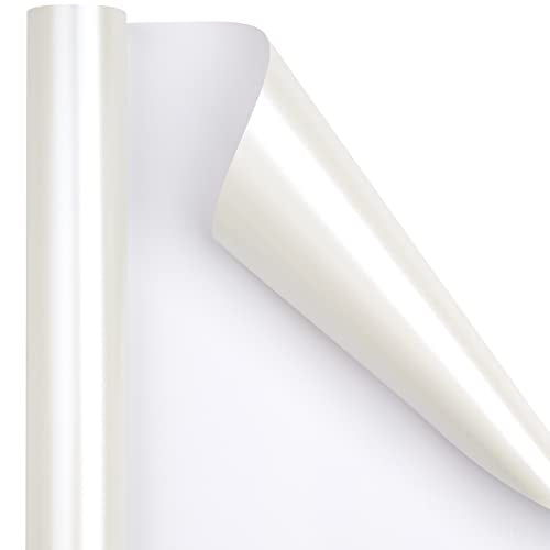 RUSPEPA Off White Metallic Wrapping Paper - Solid Color Matte Paper Perfect for Wedding, Birthday, Christmas, Baby Shower - 17.5 Inches X 32.8 Feet