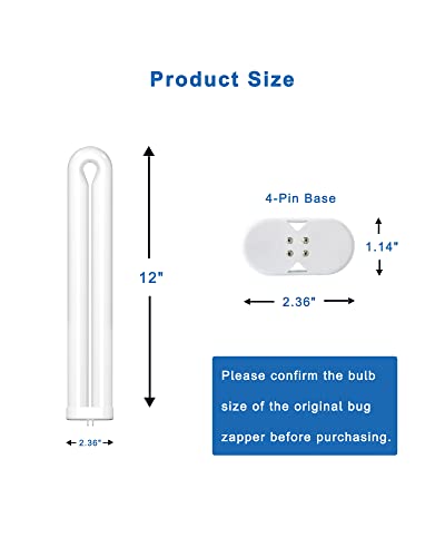 BF150 Replacement Bulb Compatible with Flowtron BK-80D, MC9000, and FC7600 Bug Zapper, 12 Inch FUL40T8/BL U Type Light Bulb for 40W Electronic Insect Killer, 2 Pack