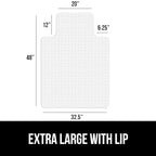 GORILLA GRIP Slip Resistant Office Chair Mat for Carpet Floors, Smooth Glide Under Desk Carpeted Floor Protector, Heavy Duty Plastic Computer Mats, Rolling Work and Gaming Chairs, 32.5x48 Lip, Clear