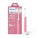 Philips Sonicare 4100 Electric Rechargeable Power Toothbrush, Pink, with Genuine Philips Sonicare Optimal Plaque Control Replacement Toothbrush Heads, White, 3 Pack