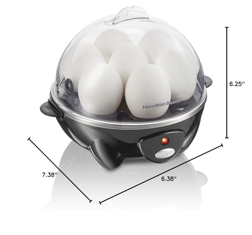 Hamilton Beach 3-in-1 Electric Egg Cooker for Hard Boiled Eggs, Poacher Eggs, Omelet Maker & Vegetable Steamer, Holds 7, Black (25507)