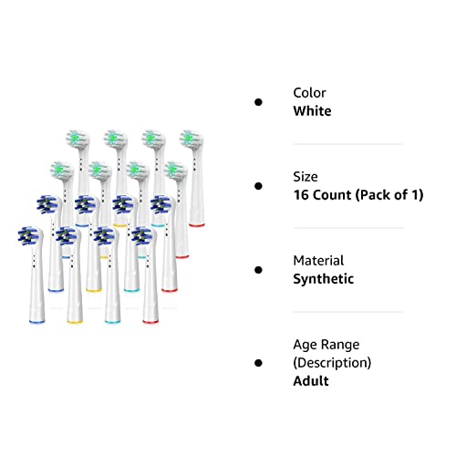 Replacement Toothbrush Heads for Oral B Braun, 16 Pack Professional Electric Toothbrush Heads, Precision Clean Brush Heads Refill Compatible with Oral-B 7000/Pro 1000/9600/ 5000/3000/8000 (16 Pack)
