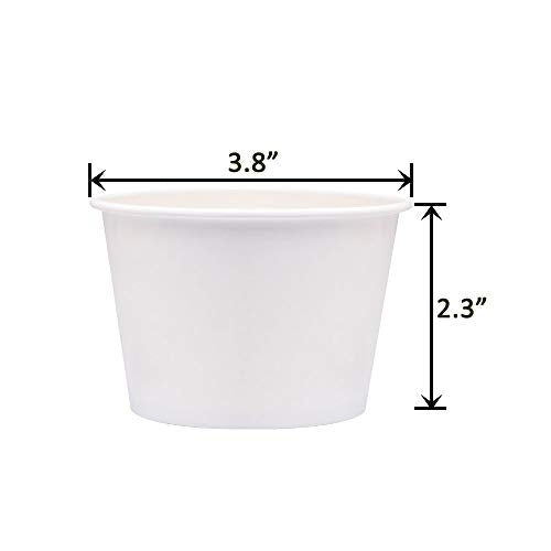 Belinlen Paper Ice Cream Cups, Paper Hot/Cold Soup Cups - 100 Count (White) (8 oz)
