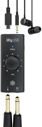IK Multimedia iRig USB Guitar Audio Interface - 24-bit 48 kHz Music Recording Studio Equipment Include USB C Cable For iPad, Mac And PC, Guitar Accessories, Recording Device