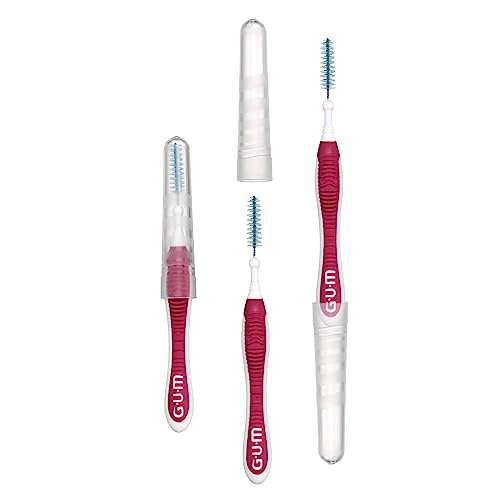 GUM Proxabrush Go-Betweens - Moderate, Interdental Brushes Between Teeth, Dental Picks for Plaque Removal, Safe for Braces & Dental Devices, 10ct (4Pk)
