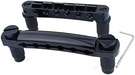 Guyker Guitar Tune-O-Matic Bridge and Stop Bar Tailpiece Combo with Anchors and Studs Replacement Compatible with LP SG EPI 6 String Electric Guitar Black