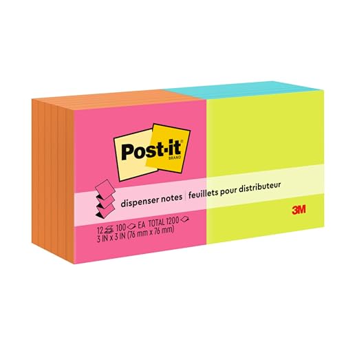 Post-it Pop-up Notes, 3x3 in, 12 Pads, America's #1 Favorite Sticky Notes, Poptimistic, Bright Colors, Clean Removal, Recyclable