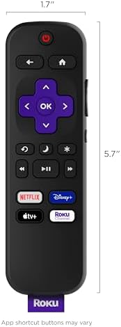 Roku Remote (Official Manufacturer Product) | TV Remote Control with TV Controls, Simple Setup, & Pre-Set App Shortcuts - Replacement Remote Compatible with Roku TV Models ONLY (Not Roku Players)