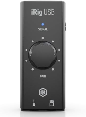 IK Multimedia iRig USB Guitar Audio Interface - 24-bit 48 kHz Music Recording Studio Equipment Include USB C Cable For iPad, Mac And PC, Guitar Accessories, Recording Device
