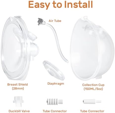 NCVI Hands-Free Breast Pump Collection Cups for 8122-3/8123/8787/8786, Wearable Breast Pump Cup for Leaking Milk, Original Breast Pump Replacement Accessoy, 5 oz/150ml