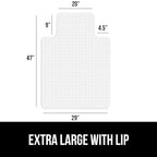 GORILLA GRIP Slip Resistant Office Chair Mat for Carpet Floors, Smooth Glide Under Desk Carpeted Floor Protector, Heavy Duty Plastic Computer Mats for Rolling Work and Gaming Chairs 29x47 Lip, Clear