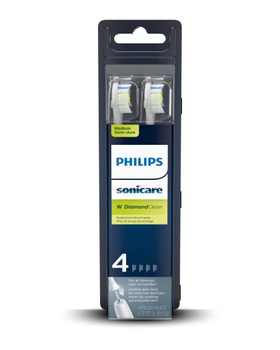 Philips Sonicare Genuine W DiamondClean Replacement Toothbrush Heads, 4 Brush Heads, White, HX6064/65