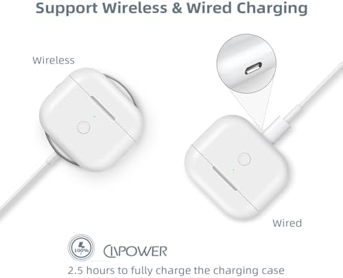 CIVPOWER Updated Charging Case Replacement Compatible with Air Pods 3rd Generation, Wireless Air Pods 3 Charger Case with Pairing Sync Button Without Earbuds, White