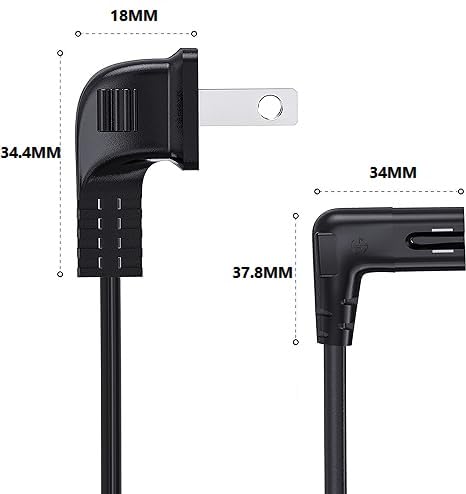 Power Cord for Samsung TV 2-Prong L-Shaped AC Power Cord UN40 UN43 UN48 UN49 UN50 UN55 UN60 UN70 UN75 UN65KS8000F Smart 4K, Compatible for LG, Sony, Sharp Panasonic, TCL TV Replacement (6FT)