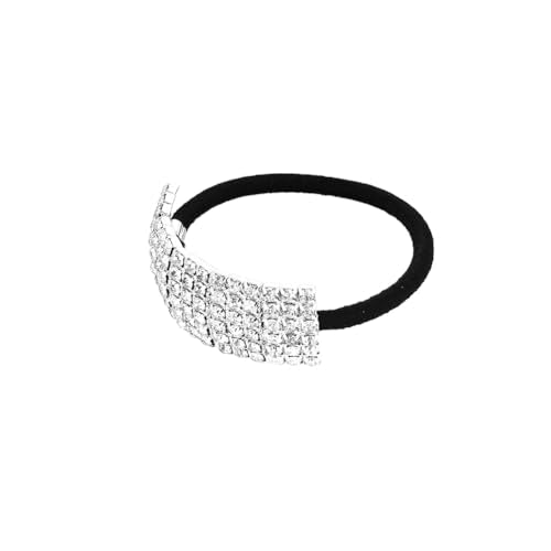 5Pcs Chic Rhinestone Hair Bands Elastic Crystal Hair Ties Hairband Women Ponytail Holders Scrunchies Hair Accessories Silver