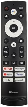 OEM Replacement Remote Control for All Hisense UHD 4K ULED Smart Google TVs with Voice Control 43A6H 50A6H 55A6H 65A6H 75A6H 50U6H 55U6H 65U6H 75U6H75U8H (Netflix/Prime/YouTube/Disney+/Tubi/Peacock)