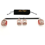 Adjustable Pilates Expandable Spreader Bar Set with 4 Adjustable Fur Straps Sports Aid Training Fitness Gear(Black+Pink Kit)