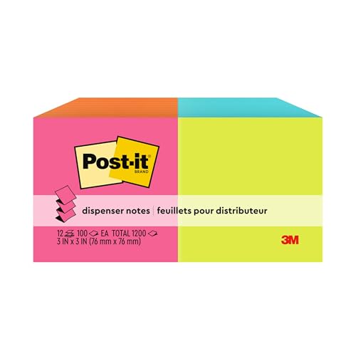 Post-it Pop-up Notes, 3x3 in, 12 Pads, America's #1 Favorite Sticky Notes, Poptimistic, Bright Colors, Clean Removal, Recyclable