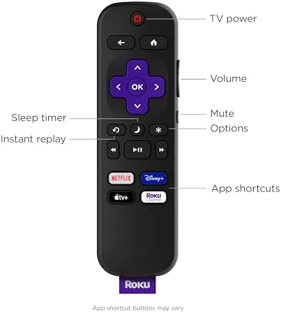 Roku Remote (Official Manufacturer Product) | TV Remote Control with TV Controls, Simple Setup, & Pre-Set App Shortcuts - Replacement Remote Compatible with Roku TV Models ONLY (Not Roku Players)