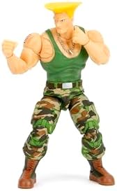 Jada Toys Street Fighter II Guile Action Figure 1:12 Scale, 6" Tall, Interchangeable Heads, Hands & Accessories