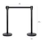 Amazon Basics Premium Crowd Control Stanchions with Easy Assembly, 6.5 foot Sturdy Retractable Belts - Pack of 2, Black