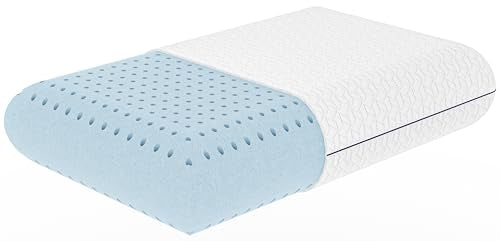 Vaverto Queen Size Gel Memory Foam Pillow - Ventilated, Orthopedic, Contoured Support, Cooling, Ideal for Side & Back Sleepers, with Viscose Made from Bamboo Cover - Essential for College Dorms