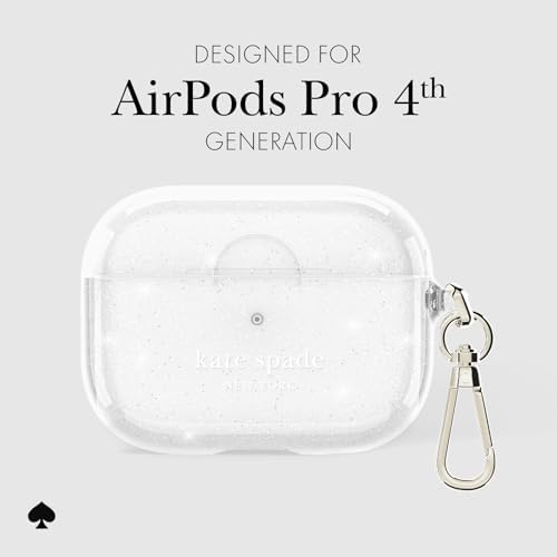 kate spade new york AirPods 4 Protective Case with Keychain Ring - That Sparkle Silver, Compatible with AirPods 4th Generation