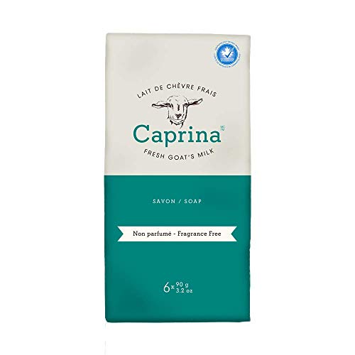 Caprina Fresh Goat's Milk Bar Soap Fragrance Free for Sensitive Skin | 3.2 Ounces 6 Pack Soap | Cleanses Without Drying, Biodegradable, Softening Soap | No Phosphates or Parabens