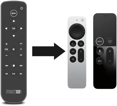 Function101 F101-ATVRM-BT Bluetooth Replacement Button Remote for Apple TV | BLE and Infrared Connectivity | 2 AAA Batteries Included