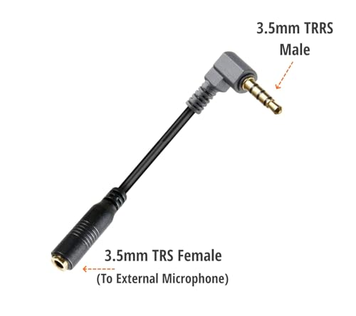 ienza Replacement SC4 TRS-TRRS, TRS 3.5mm Female to TRRS Male Rode Movo BOYA Recording Microphone Adapter Cable Cord for iPhone, Smartphone & Other Devices