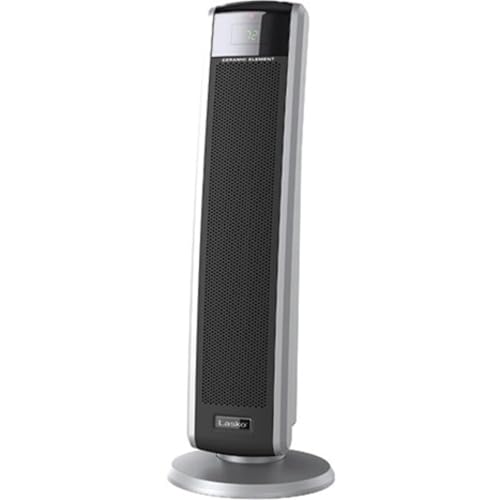 Lasko Oscillating Digital Ceramic Tower Heater for Large Rooms, with Adjustable Thermostat, Timer and Remote Control, 29 Inches, 1500W, Black, 5586