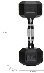 Amazon Basics Rubber Hex Dumbbell Hand Weight, 10 pound, Single, Black