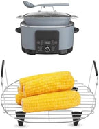 Steam and Roast Rack Compatible with Ninja Foodi Possible Cooker Pro 8.5 Quart MC1000,MC1001,MC1010 Slow Cooker Crock,Stainless Steel Ninja Possible Cooker Pro Accessories with Silicone Feet & Handles