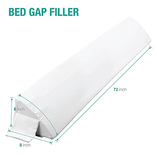 Vekkia Cal King Bed Wedge Pillow for Headboard Gap/Headboard Pillow/Mattress Wedge/Bed Gap Filler，Bolster Pillow Close Gap Between Mattress and Headboard(White 72"x8"x6")