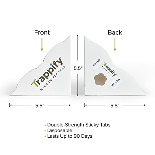Trappify Fly Traps Indoor for Home - Window Fly Traps - House Window Fruit Fly Traps for Indoors, Gnat - Disposable Indoor Fly Trap with Extra Sticky Adhesive Strips - Inside Bug Catchers (24)