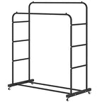 Laiensia Double Rods Clothing Rack with Wheels, Garment Rack for Hanging Clothes, Multi-functional Bedroom Clothes Rack, Black