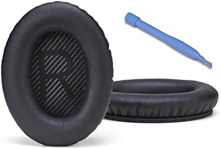 AHG QC35 ii Replacement Ear Pads Cushions Compatible with Bose QuietComfort 35 II/Bose QC35 Noise Cancelling Headphones (Black) - Premium Protein Leather Extra Thick High-Density Foam & Durable