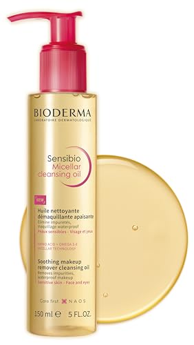 Bioderma Sensibio Micellar Cleansing Oil, 1st Ecobiological Micellar Oil Formula Cleanser That Deeply Cleanses, Soothes & Nourishes Skin with Oil-to-Milk Texture, Fragrance-Free, & GentleTo Skin