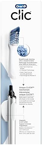 Oral-B Clic Toothbrush, Chrome White, with 1 Bonus Replacement Brush Head and Magnetic Toothbrush Holder