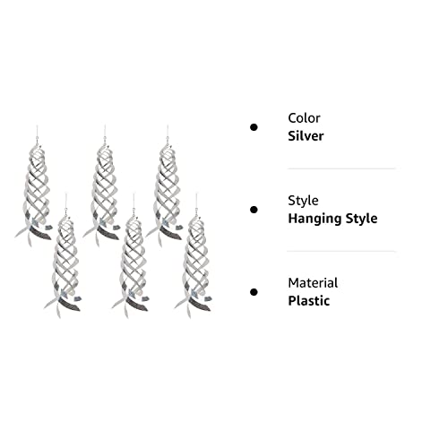 Hausse Bird Repellent Spiral Reflectors Silver Mylar Spinner, Hanging Reflective Bird Deterrent Device, Garden Decorative Scare Birds Away, Like Woodpeckers, Pigeons and Geese, 6 Pack