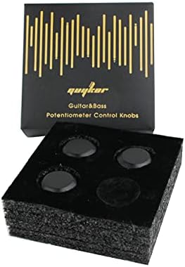 Guyker 3Pcs Brass Potentiometer Control Knobs with 6mm(0.24”) Dia. Shaft Pot - High Grade Knurled Volume Tuning Audio Knob Replacement for Electric Guitar or Precision Bass - CNC Machined(Black)