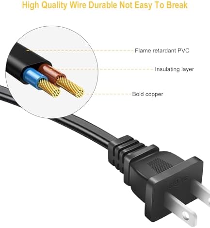 AC Power Cord for JBL PartyBox 310 110 300 710 100 200 1000 On-The-Go Speaker JBL Soundbar 2.1 3.1 5.1 9.1 Replacement 2 Prong Charger (10 Feet)