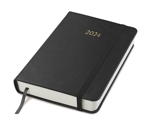 Wykeham's Executive 2024 Daily Journal Planner (Black, 4.5"×3.5")