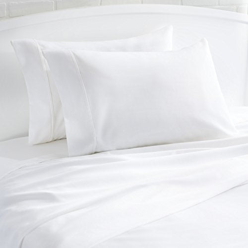 Amazon Basics - 400 Thread Count Soft Cotton Pillow Case, King Size, 40" L x 20" W, Machine Washable, White - Set of 2, Pillows Not Included