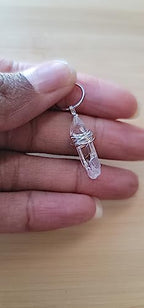 1 Quartz Crystal Loc Jewelry, Dreadlock Hair Beads, Stone Hair Rings, Natural Gemstones Adornment for Women Braids Hair Decoration Accessories (Silver Hair Ring)